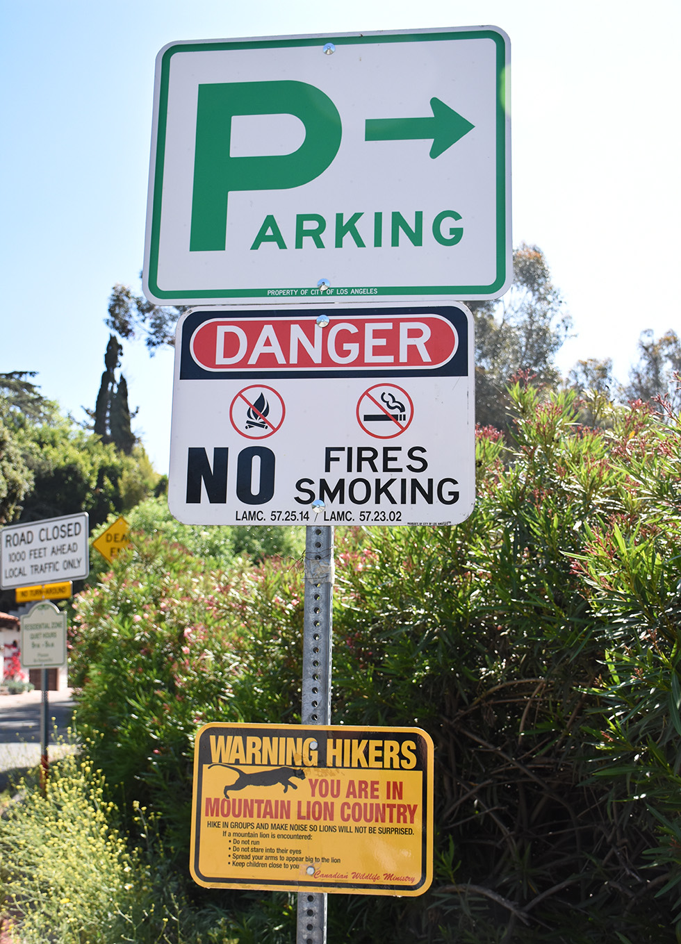 Warning sign near Burbank Peak trailhead