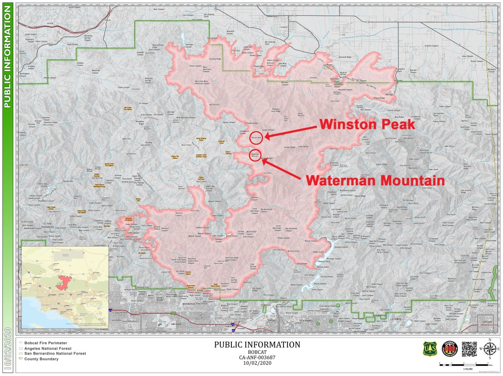 Map of the Bobcat fire from 10/2/20.